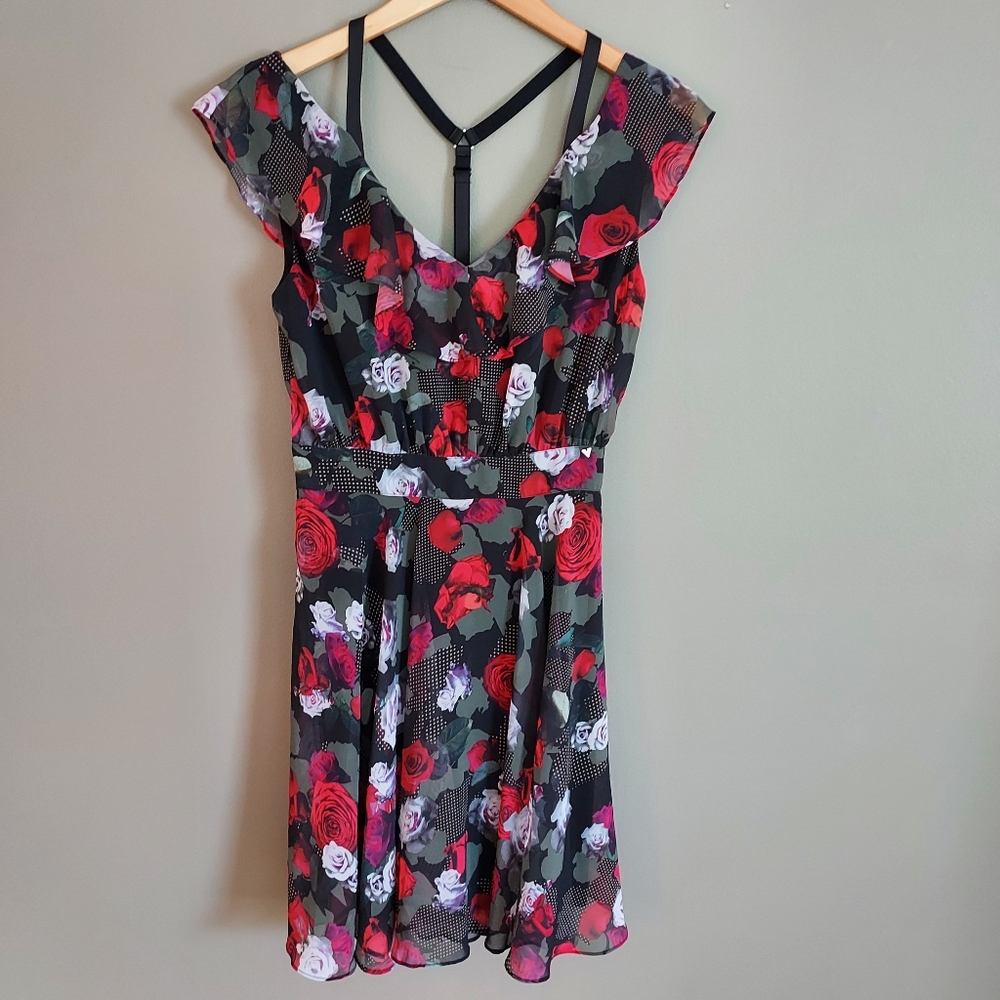 Guess 90's Goth Strappy Ruffle Dress Size Small